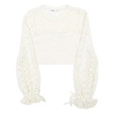 ZARA Womens Cream Patterned