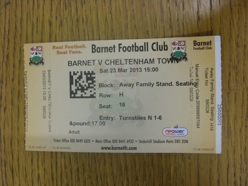 2013 ticket barnet - 23/03/2013,