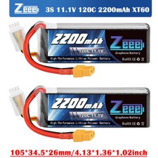 2x Zeee Graphene 3S Lipo Battery 2200mAh 11.1V 120C XT60 for FPV Car Drone Boat