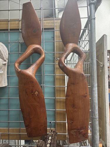 Pair hand carved wooden - carved,