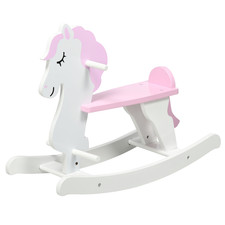 Kids Wooden Ride On Toy, Rocking Horse w/ Handlebar, Foot Pedal, Pink
