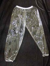 PVC Joggers Plastic Trousers Mens Pants Bottoms Vinyl Roleplay Glass Clear Vinyl
