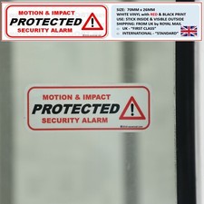 2 x PROTECTED: WINDOW STICKERS MOTION & IMPACT BURGLAR ALARM THEFT WARNING