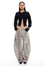 Lioness Horseshoe Leopard Print Wide Leg Jeans Size XS