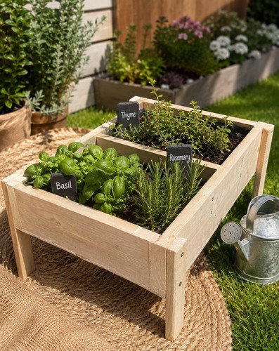 Small recycled wooden herb - 🪴small,