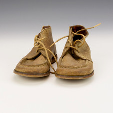 Antique Pair Of Clarks - Leather Children's Or Doll Boots Shoes