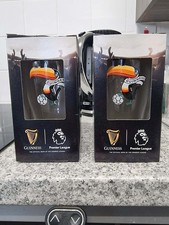 2x Guinness Premier League One Pint Tulip Beer Glass Gift Box Colour Toucan M25