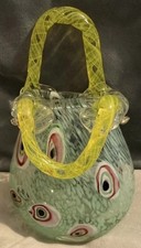 Hand Blown Art Glass Green &