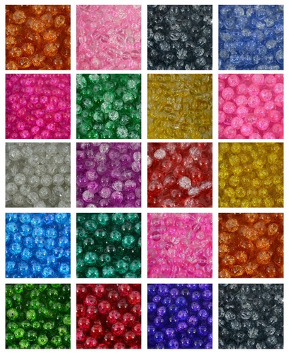 Round glass crackle beads - glass, bulk