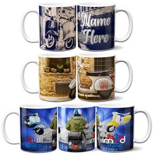 Personalised Vespa Mug Scooter Cup Dad Birthday Fathers Day MOD Custom Text