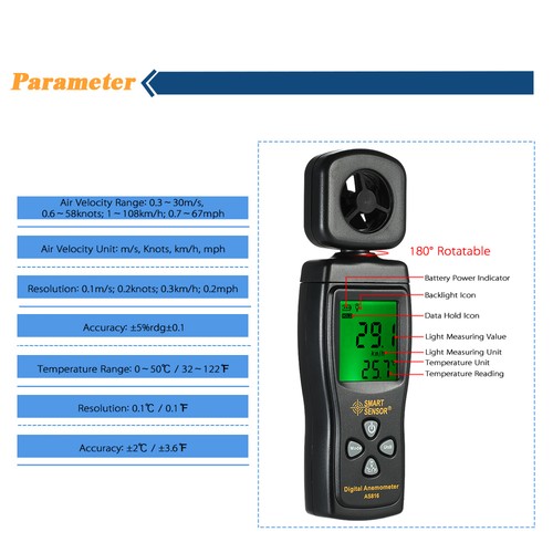 As816 mini digital - as816, anemometer