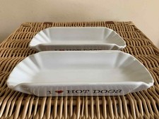 2 X Ceramic I Love Hot Dogs Hot Dogs Holders Heinz Collectable VGC