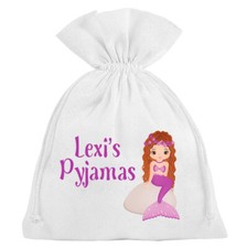 Personalised Pyjama Bag for Girls Little Mermaid PJ's Ariel