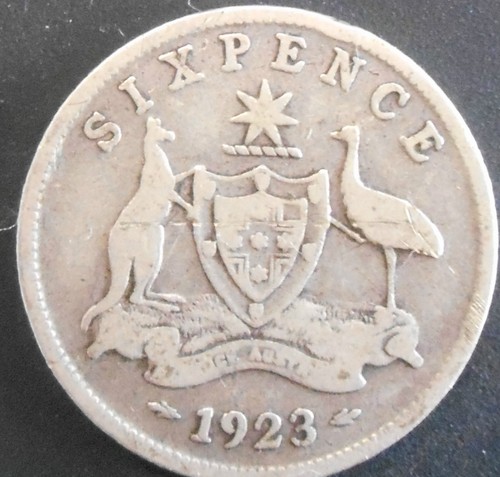 1923 australian silver - 6d,