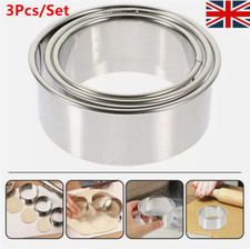 Set Of 3 Stainless-Steel Plain Crinkle Scone Pastry Quiche Tart Cookie Cutter UK