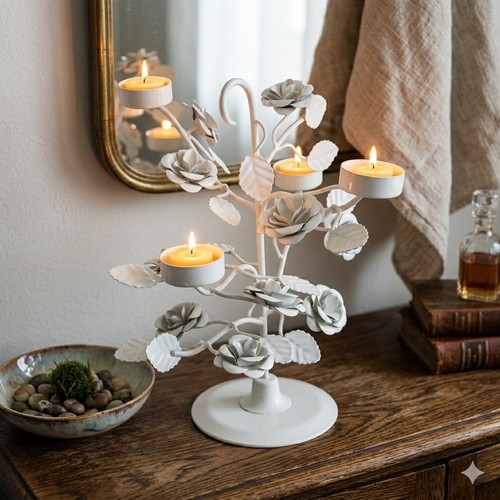 White metal candelabra - candelabra, tea