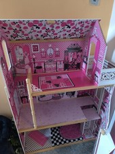 KidKraft Amelia Wooden Dolls House with Furniture and Accessories Included USED 