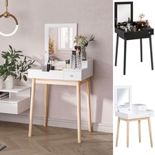 Dressing Table Desk Flip-up Mirror Multi-purpose 2 Drawers Makeup Bedroom
