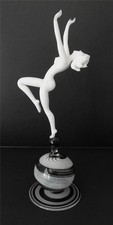 Art Deco Glass Sculpture Dancing Girl Istvan Komaromy c 1930's Lampwork