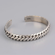 Chunky Silver Bangle | Open