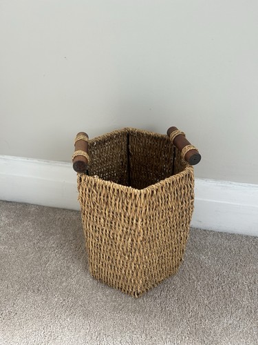 Woven seagrass storage basket - woven,