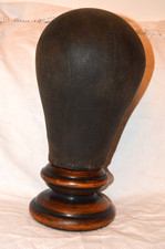 WIG STAND - HEAVY 18TH CENT. GEORGIAN STYLE WOOD CANVAS MILINERS PROFESSIONAL