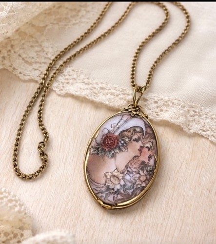 Bisque porcelain ladies cameo - porcelain,