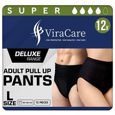 12 x Black Incontinence Pants Women & Men | Super Pull Up Pants | Size M, L, XL