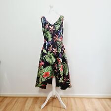 Debbie Shuchat Skater Dress Dip Hem Floral Size UK 12 NEW