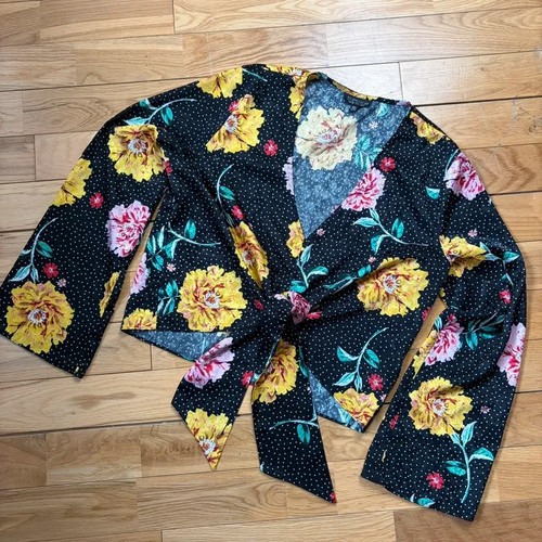 Topshop floral tie front crop - topshop,