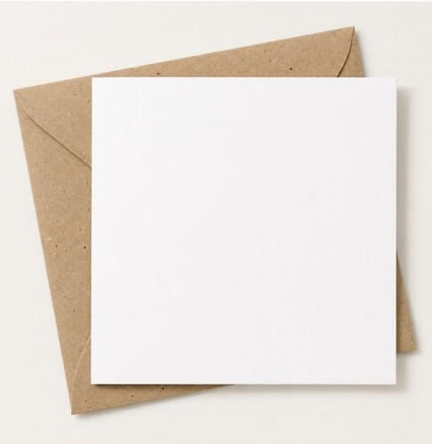 6x6 white card - blanks, fleck