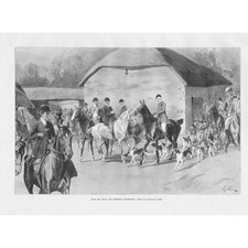 Devon & Somerset Staghounds at Cloutsham Farm - Antique Print 1899