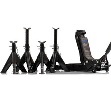 SGS 3 Tonne Low Profile Trolley Jack & 4x Axle Stands, Heavy Duty, Rubber Handle