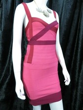 McBERRY pink red strappy criss cross bandage evening party dress Medium
