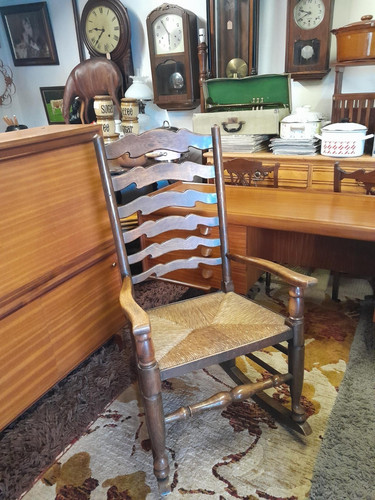 Antique rush seat rocking - rush,