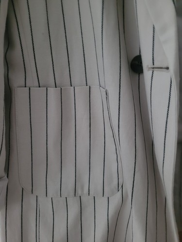 Pin stripe cream - stripe, cream/blue