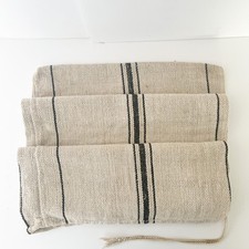 Antique Grainsack Fabric with Black Stripes, Hungarian Floursack BLK22