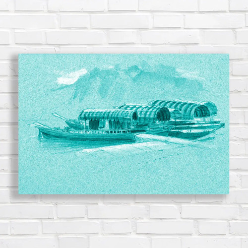 Wooden barges calm - barges, on