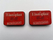 Vintage Elastoplast First Aid Dressings Tins X 2 – Red Medical Collectible Box