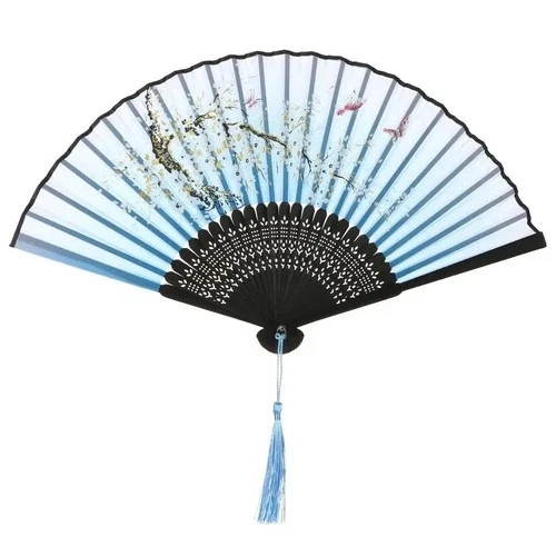 Bamboo folding hand silk fan - hand,