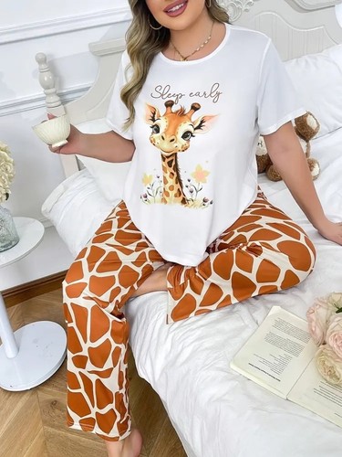 Ladies cute giraffe pyjamas - giraffe,