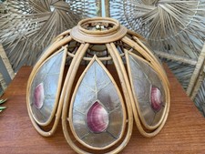 Vintage Bamboo Capiz Shell Lamp Shade Retro Light Shade Mid Century Boho