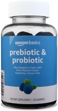 Amazon Basics Prebiotic & Probiotic, 2 Billion CFU, Blue Raspberry, 50 Gummies