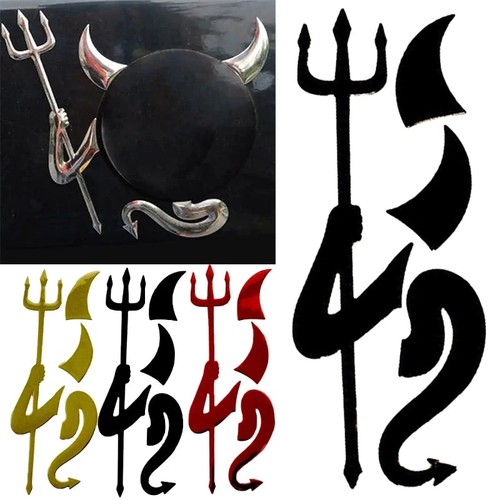 Demon horn trident car sticker - car,