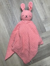 H&M Pink Bunny Muslin Comforter Blankie Soother Soft Toy Rabbit h&m vgc