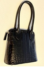 Osprey by Graeme Ellisdon black mock croc small leather top handle bag