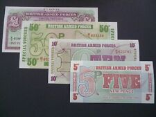 BRITISH MILITARY ARMED FORCES SPECIAL VOUCHERS SET OF FOUR NOTES UNCIRCULATED.