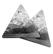 2x Triangle Coaster - BW - Snowy Mountain Skiing Alpine Ski #36066