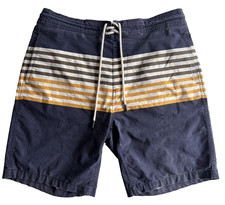 Fat Face Mens Board Surfer Swim Shorts Netted Pockets Navy Striped Medium 34"