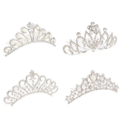 4pcs rhinestone pearl crown - 4pcs,